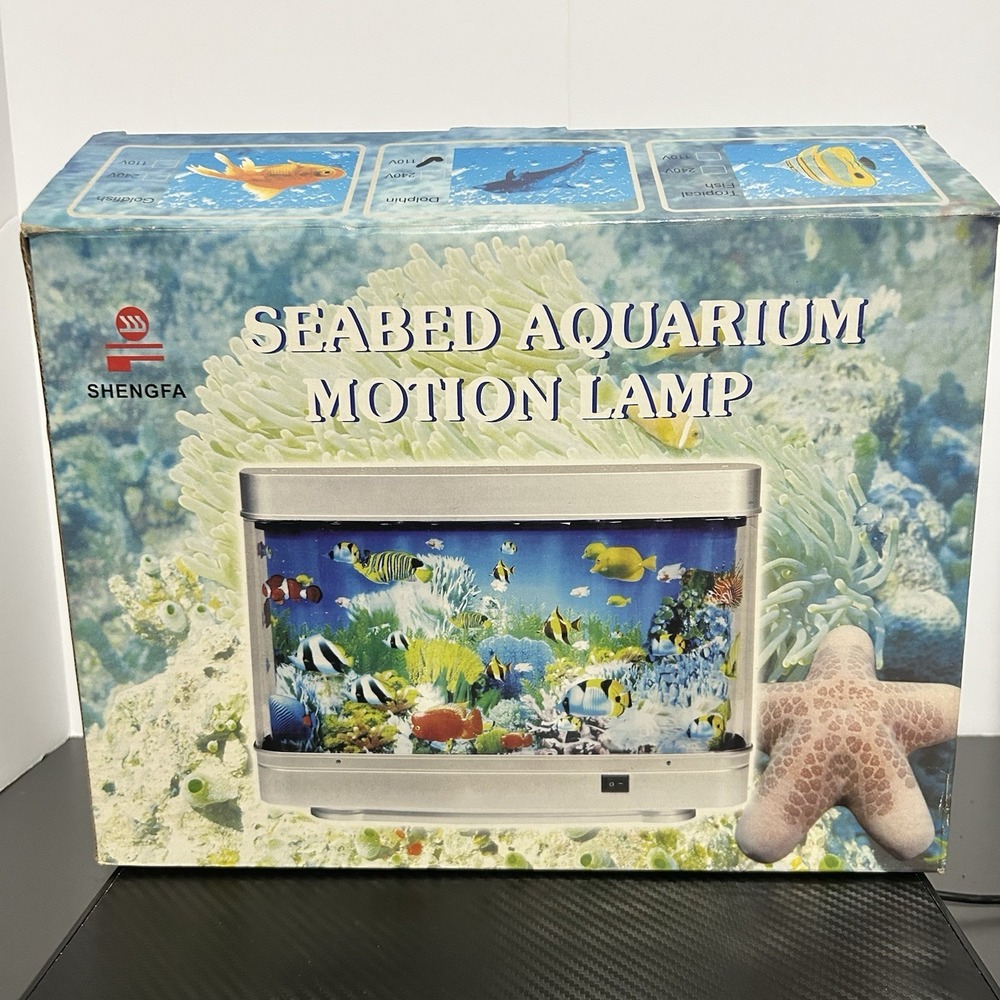 Vintage Dolphin Motion Lamp Aquarium Night Light Moving Ocean Scene Working NEW
